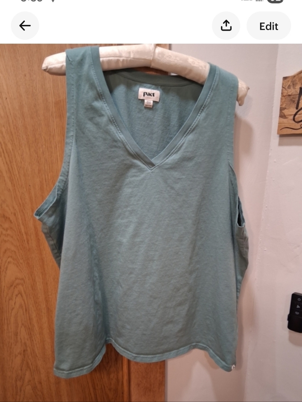 Pact Mint Green V-Neck Tank Top